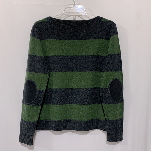 MICHAEL Stars cashmere Extrafine merino wool sweater stripe elbow patch women 1 - Picture 2 of 9